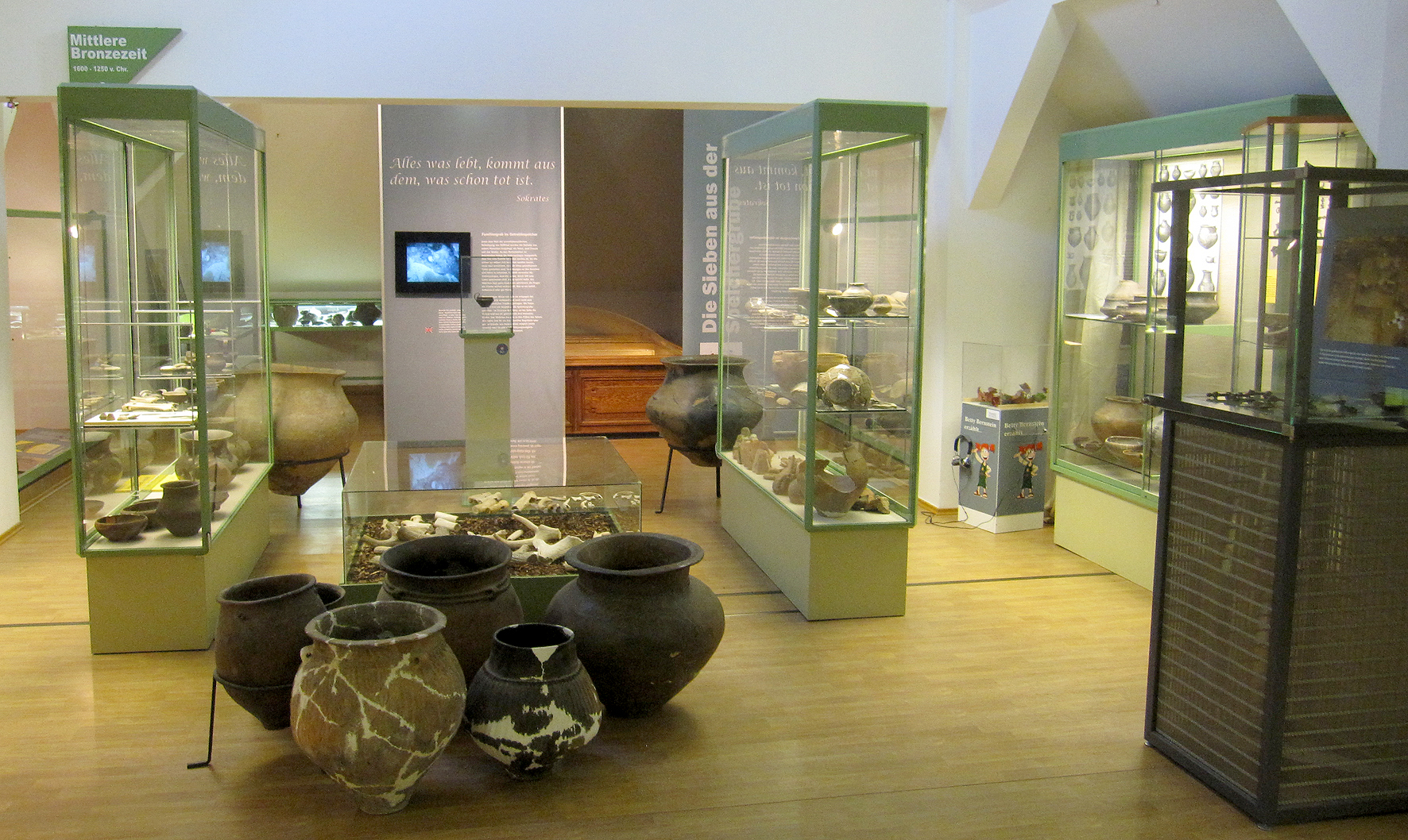 Foto eines Ausstellungsraums im Stillfried Museum, in dem diverse archäologische Funde aus der Region gezeigt werden.