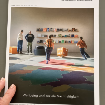 Titelblatt der Museumszeitschrift „neues museum“ mit dem Schwerpunkt „Wellbeing und soziale Nachhaltigkeit“
